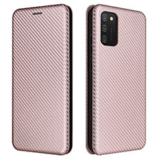 Custodia Portafoglio In Pelle Cover con Supporto L06Z per Samsung Galaxy F02S SM-E025F Oro Rosa