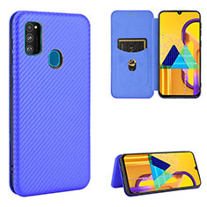 Custodia Portafoglio In Pelle Cover con Supporto L06Z per Samsung Galaxy M21 Blu