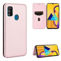 Custodia Portafoglio In Pelle Cover con Supporto L06Z per Samsung Galaxy M21 Oro Rosa