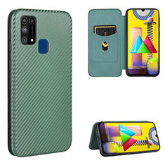 Custodia Portafoglio In Pelle Cover con Supporto L06Z per Samsung Galaxy M31 Verde