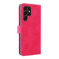 Custodia Portafoglio In Pelle Cover con Supporto L06Z per Samsung Galaxy S23 Ultra 5G Rosa Caldo
