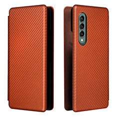 Custodia Portafoglio In Pelle Cover con Supporto L06Z per Samsung Galaxy Z Fold3 5G Marrone