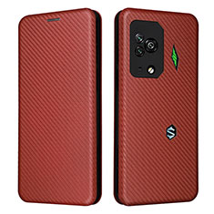 Custodia Portafoglio In Pelle Cover con Supporto L06Z per Xiaomi Black Shark 5 Pro 5G Marrone