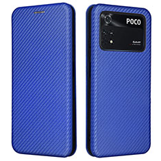 Custodia Portafoglio In Pelle Cover con Supporto L06Z per Xiaomi Poco M4 Pro 4G Blu