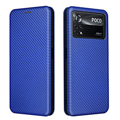 Custodia Portafoglio In Pelle Cover con Supporto L06Z per Xiaomi Poco X4 Pro 5G Blu