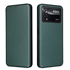 Custodia Portafoglio In Pelle Cover con Supporto L06Z per Xiaomi Poco X4 Pro 5G Verde