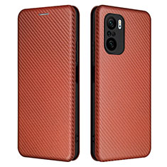 Custodia Portafoglio In Pelle Cover con Supporto L06Z per Xiaomi Redmi K40 Pro 5G Marrone