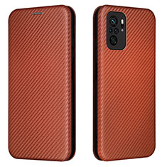 Custodia Portafoglio In Pelle Cover con Supporto L06Z per Xiaomi Redmi Note 10 4G Marrone