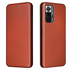 Custodia Portafoglio In Pelle Cover con Supporto L06Z per Xiaomi Redmi Note 10 Pro 4G Marrone