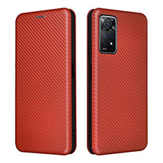 Custodia Portafoglio In Pelle Cover con Supporto L06Z per Xiaomi Redmi Note 11 Pro 4G Marrone