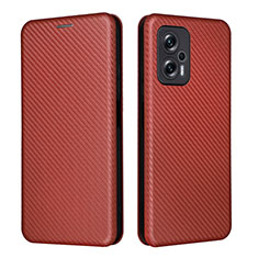 Custodia Portafoglio In Pelle Cover con Supporto L06Z per Xiaomi Redmi Note 11T Pro 5G Marrone