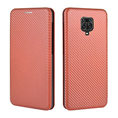 Custodia Portafoglio In Pelle Cover con Supporto L06Z per Xiaomi Redmi Note 9 Pro Max Marrone