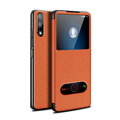 Custodia Portafoglio In Pelle Cover con Supporto L07 per Huawei Y9 Prime (2019) Arancione