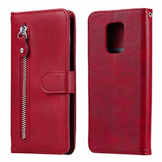 Custodia Portafoglio In Pelle Cover con Supporto L07 per Xiaomi Redmi Note 9 Pro Rosso