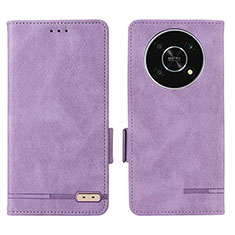 Custodia Portafoglio In Pelle Cover con Supporto L07Z per Huawei Honor X9 5G Viola