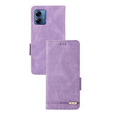 Custodia Portafoglio In Pelle Cover con Supporto L07Z per Motorola Moto G14 Viola