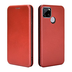 Custodia Portafoglio In Pelle Cover con Supporto L07Z per Realme C12 Marrone