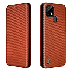 Custodia Portafoglio In Pelle Cover con Supporto L07Z per Realme C21 Marrone