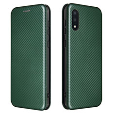 Custodia Portafoglio In Pelle Cover con Supporto L07Z per Samsung Galaxy A02 Verde