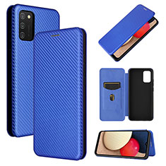 Custodia Portafoglio In Pelle Cover con Supporto L07Z per Samsung Galaxy A03s Blu