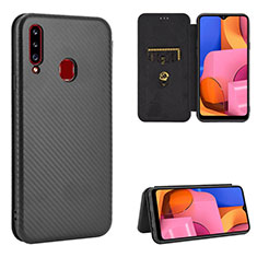 Custodia Portafoglio In Pelle Cover con Supporto L07Z per Samsung Galaxy A20s Nero