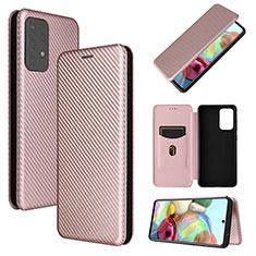 Custodia Portafoglio In Pelle Cover con Supporto L07Z per Samsung Galaxy A72 4G Oro Rosa