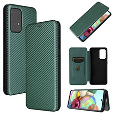 Custodia Portafoglio In Pelle Cover con Supporto L07Z per Samsung Galaxy A72 4G Verde