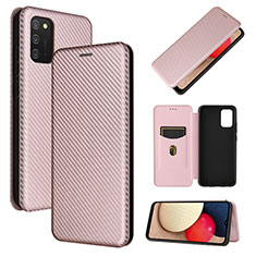 Custodia Portafoglio In Pelle Cover con Supporto L07Z per Samsung Galaxy F02S SM-E025F Oro Rosa