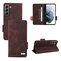 Custodia Portafoglio In Pelle Cover con Supporto L07Z per Samsung Galaxy S21 Plus 5G Marrone