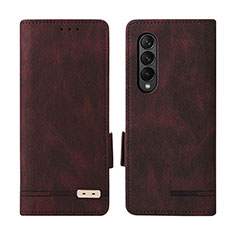 Custodia Portafoglio In Pelle Cover con Supporto L07Z per Samsung Galaxy Z Fold3 5G Marrone