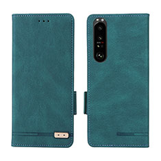 Custodia Portafoglio In Pelle Cover con Supporto L07Z per Sony Xperia 1 III Verde