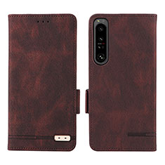 Custodia Portafoglio In Pelle Cover con Supporto L07Z per Sony Xperia 1 IV Marrone