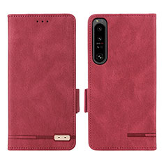 Custodia Portafoglio In Pelle Cover con Supporto L07Z per Sony Xperia 1 IV Rosso