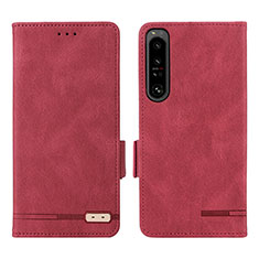 Custodia Portafoglio In Pelle Cover con Supporto L07Z per Sony Xperia 1 IV SO-51C Rosso