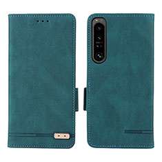 Custodia Portafoglio In Pelle Cover con Supporto L07Z per Sony Xperia 1 IV SO-51C Verde