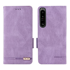 Custodia Portafoglio In Pelle Cover con Supporto L07Z per Sony Xperia 1 IV Viola