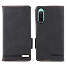 Custodia Portafoglio In Pelle Cover con Supporto L07Z per Sony Xperia 10 IV Nero