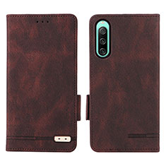 Custodia Portafoglio In Pelle Cover con Supporto L07Z per Sony Xperia 10 IV SOG07 Marrone