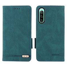 Custodia Portafoglio In Pelle Cover con Supporto L07Z per Sony Xperia 10 IV SOG07 Verde