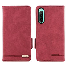 Custodia Portafoglio In Pelle Cover con Supporto L07Z per Sony Xperia 10 V Rosso