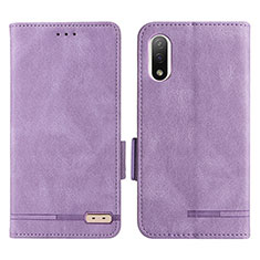 Custodia Portafoglio In Pelle Cover con Supporto L07Z per Sony Xperia Ace III SO-53C Viola