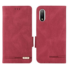 Custodia Portafoglio In Pelle Cover con Supporto L07Z per Sony Xperia Ace III SOG08 Rosso