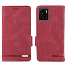 Custodia Portafoglio In Pelle Cover con Supporto L07Z per Vivo iQOO U5x Rosso