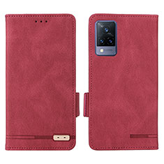 Custodia Portafoglio In Pelle Cover con Supporto L07Z per Vivo V21 5G Rosso