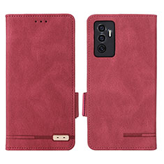 Custodia Portafoglio In Pelle Cover con Supporto L07Z per Vivo V23e 5G Rosso