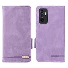 Custodia Portafoglio In Pelle Cover con Supporto L07Z per Vivo V23e Viola