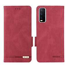 Custodia Portafoglio In Pelle Cover con Supporto L07Z per Vivo Y12A Rosso