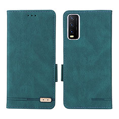 Custodia Portafoglio In Pelle Cover con Supporto L07Z per Vivo Y12A Verde