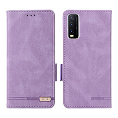 Custodia Portafoglio In Pelle Cover con Supporto L07Z per Vivo Y12s (2021) Viola