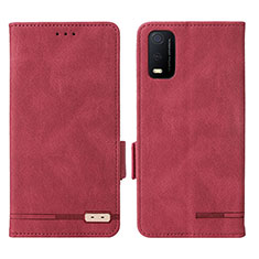 Custodia Portafoglio In Pelle Cover con Supporto L07Z per Vivo Y3s (2021) Rosso